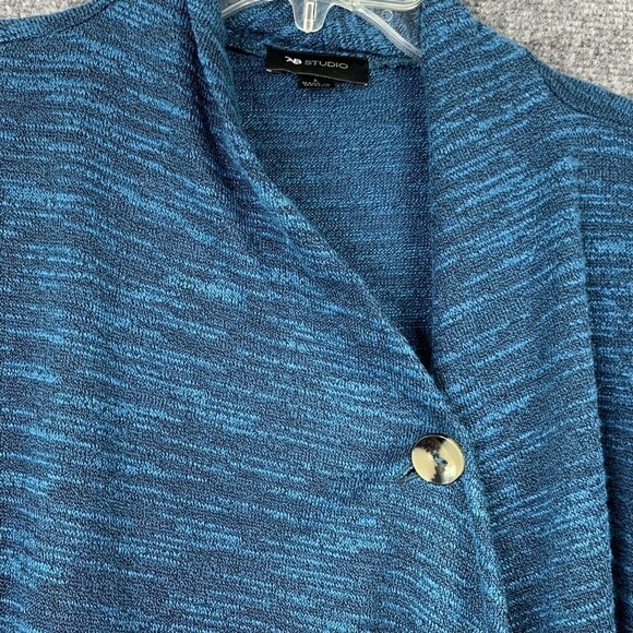 AB Studio Tunic Sweater Women Large 1 Button Flowing Open Front Long Sleeve - Picture 5 of 13